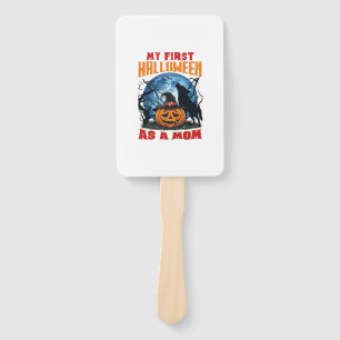 First Halloween As Mum Pumpkin Wolf Moon_1 Hand Fan