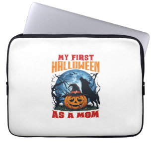 First Halloween As Mum Pumpkin Wolf Moon_1 Laptop Sleeve