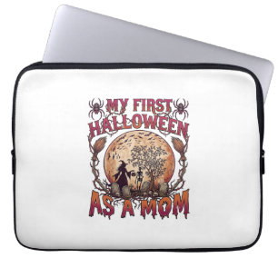 First Halloween As Mum Witch Skeleton Moon_1 Laptop Sleeve