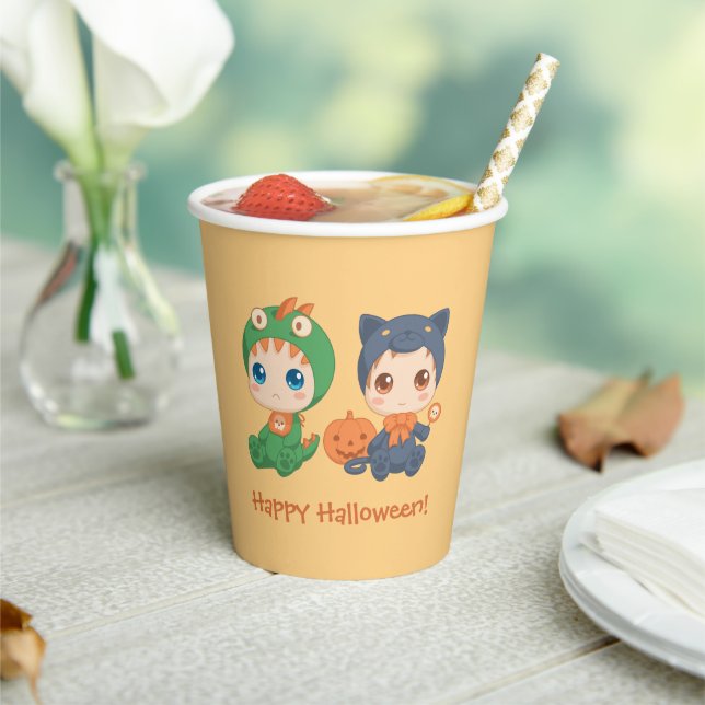 First Halloween Babies Black Cat Dragon Costume Paper Cups (Insitu)