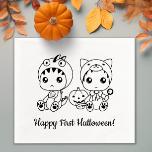 First Halloween Baby Cat Dragon Costume Rubber Stamp