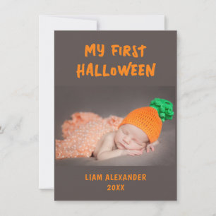 First Halloween Baby Photo Grey Card