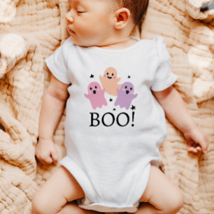 First Halloween Boo Cute Ghosts Pink Purple Girl Baby Bodysuit