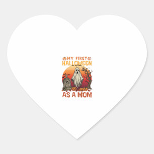 First Halloween Mom Ghost Tombstone Pumpkin_1 Heart Sticker