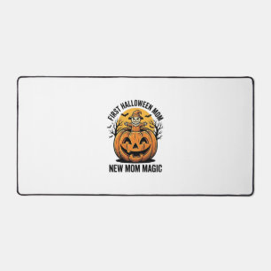 First Halloween Mom Vintage Pumpkin Bat Shirt_1 Desk Mat