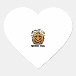First Halloween Mom Vintage Pumpkin Bat Shirt_1 Heart Sticker