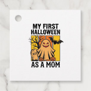 First Halloween Mum Shirt Vintage Ghost Design_1 Favour Tags