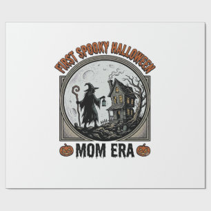 First Halloween Mum Vintage Engraving Haunted Witc Wrapping Paper