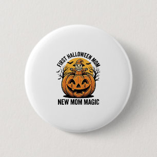 First Halloween Mum Vintage Pumpkin Bat Shirt_1 6 Cm Round Badge