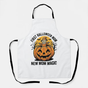 First Halloween Mum Vintage Pumpkin Bat Shirt_1 Apron