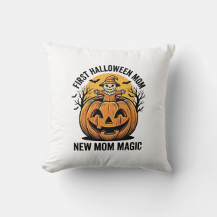 First Halloween Mum Vintage Pumpkin Bat Shirt_1 Cushion