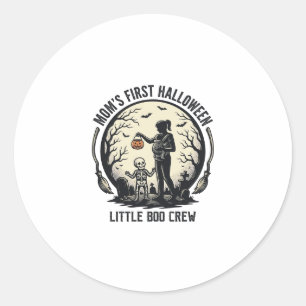 First Halloween Mum Vintage Spooky Moon Shirt_1 Classic Round Sticker