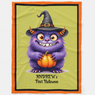First Halloween Personalise Name Cute Baby Fleece  Blanket