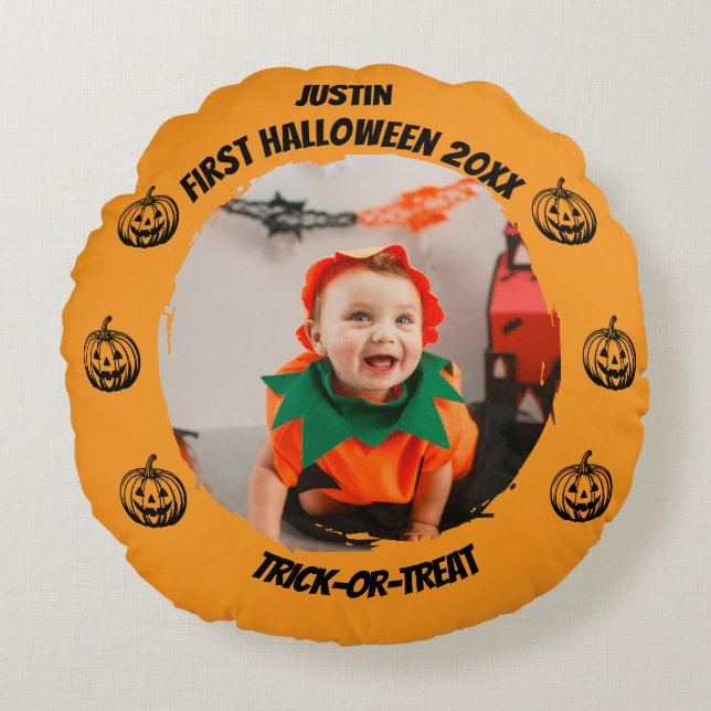 First Halloween Photo Round Cushion (Front)