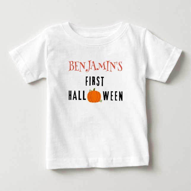 First Halloween T-Shirt, Personalise Custom Name Baby T-Shirt (Front)