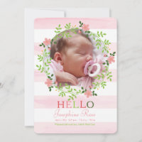 First Hello Photo Birth Announcement