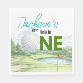 First Hole in One Golf Birthday Party Paper Napkin