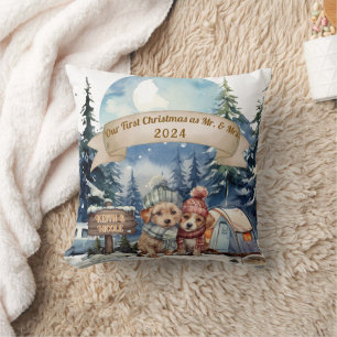 First Holiday RV Camping Couple Newlywed Cushion