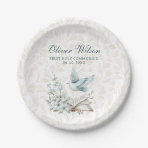 First Holly Communion Book and Dove Paper Plate
