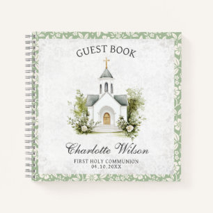 First Holly Communion Floral Church Guest Book