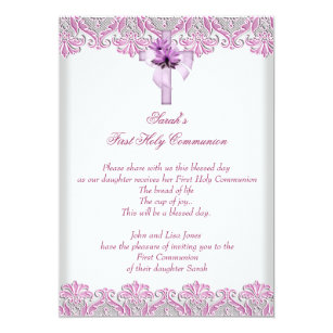 Pink White First Communion - 1st Holy Communion Invitations | Zazzle.com.au