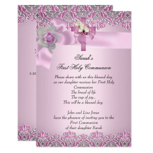 Pink White First Communion - 1st Holy Communion Invitations | Zazzle.com.au