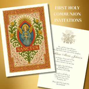 First Holy Communion Angel Sanctus  Invitation