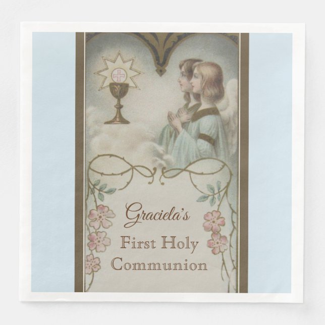 First Holy Communion Angels Chalice Traditional Napkin (Front)