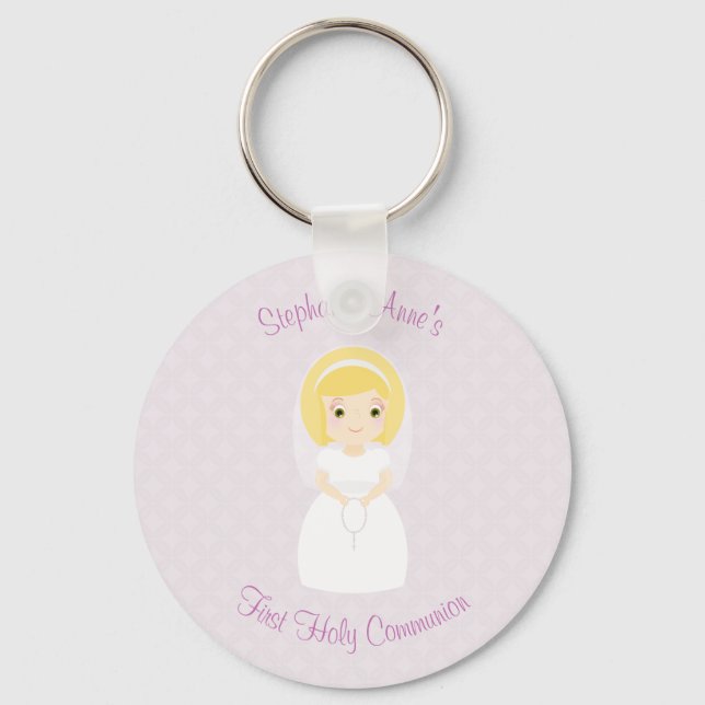 First Holy Communion Blonde Girl Key Ring (Front)