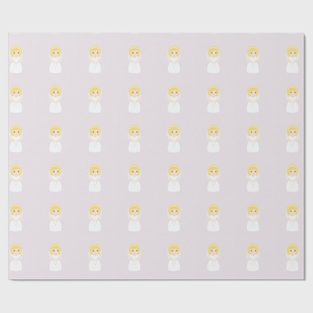 First Holy Communion Blonde Girl Wrapping Paper (Flat)