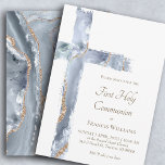 First Holy Communion blue agate Holy Cross Invitation<br><div class="desc">First Holy Communion invitation</div>