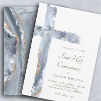 First Holy Communion blue agate Holy Cross
