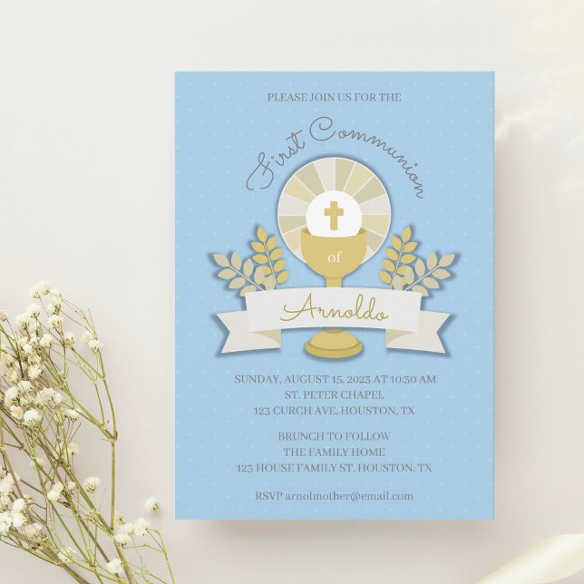 first holy communion blue chalice invitation (Creator Uploaded)