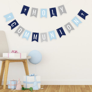 First Holy Communion Blue Grey Boy Celebration Bunting