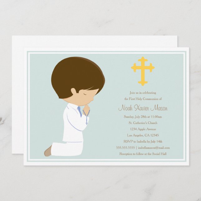 First Holy Communion - Blue | Invitation (Front/Back)