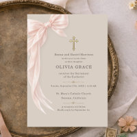 First Holy Communion Bow Girl Taupe