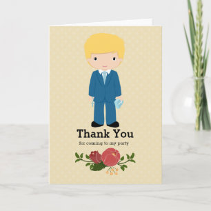 First Holy Communion boy * choose background colou Thank You Card