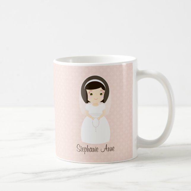 First Holy Communion Brunette Girl Coffee Mug (Right)