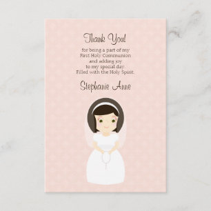 First Holy Communion Brunette Girl Invitation