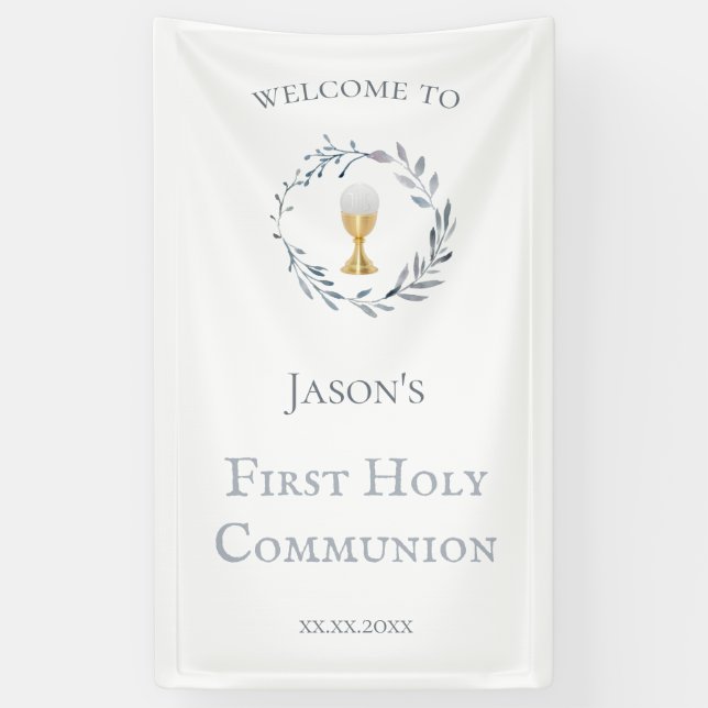 First Holy Communion catholic boy Banner (Vertical)