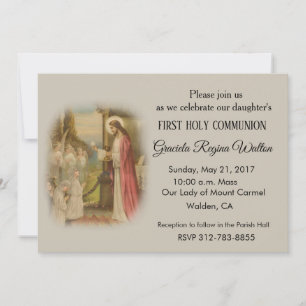First Holy Communion Catholic Child Jesus Host Invitation