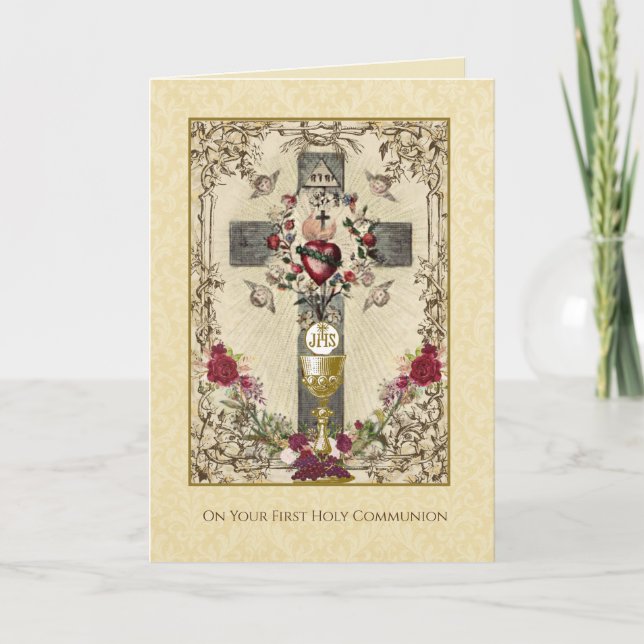 First Holy Communion Catholic Traditional Card (Front)