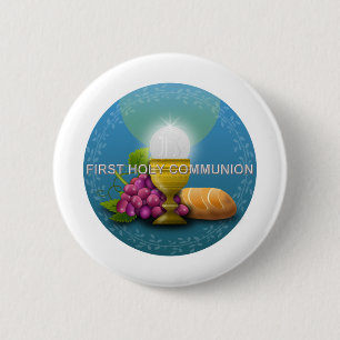 First Holy Communion Chalice and Host 6 Cm Round Badge