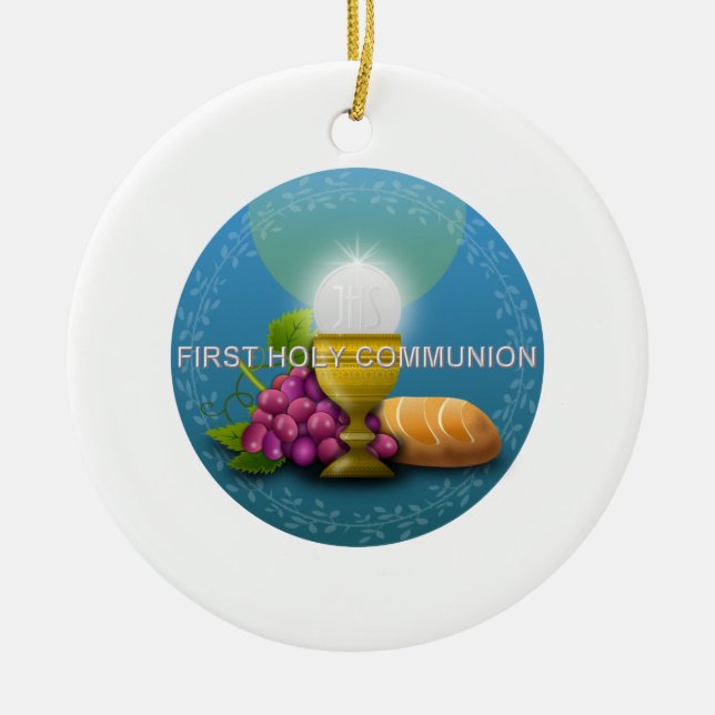 First Holy Communion Chalice and Host Ceramic Ornament (Front)