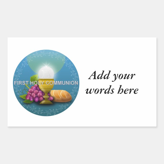 First Holy Communion Chalice and Host Rectangular Sticker (Front)
