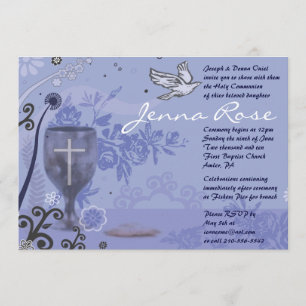 First Holy Communion Chalice Dove Invitation