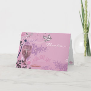 First Holy Communion Chalice Dove Thank You Card