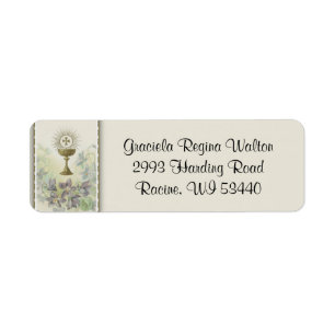 First Holy Communion Chalice Host  Flowers Return Address Label