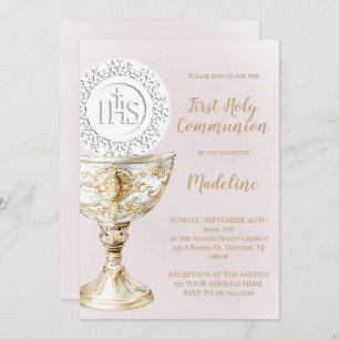 First Holy Communion Chalice Host Invitation
