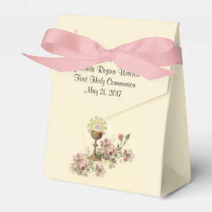 First Holy Communion Chalice Host Pink Flowers Favour Box